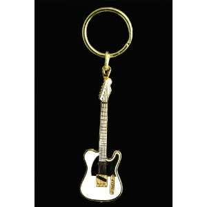  Electric Guitar Key Chain   White Musical Instruments