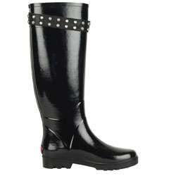 Juicy Couture Spirit Black Shiny Rubber Rain Boots  