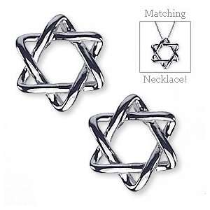  Platinum Sterling Silver Star of David Earrings Jewelry 