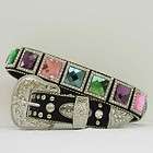   four color rhinestone square concho studded childrens girls western