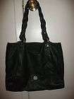   Dana Buchman black silver tone leather hobo bag tote handbag purse