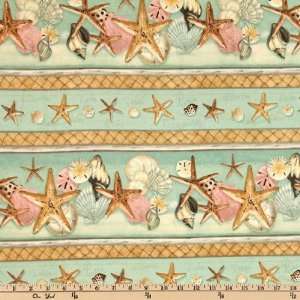 44 Wide Tranquil Moments Border Stripe Teal Fabric By 
