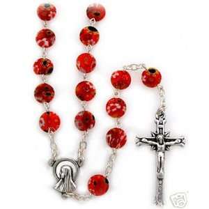  Italian Red Murano Glass Catholic Beads Wearable Rosary 