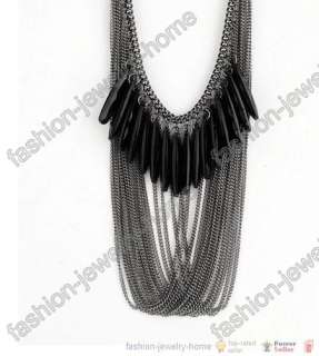 Fashion Black colour Multilayer Purl 9 line chain Necklace  