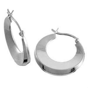    Sterling Silver Hoop Earrings Trendy 24mm C shaped Jewelry