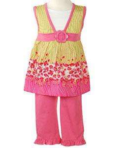 BT Kids Pink and Lime Top and Leggings Outfit  