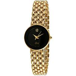   Edition Womens Goldtone Panther Link Black Dial Watch  