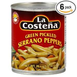 La Costena Serrano Peppers, 26 Ounce (Pack of 6)  Grocery 