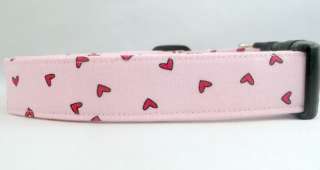 Awesome Mini Floating Hearts on Pink Valentines Dog Collar  
