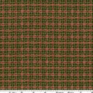    Wide Here Comes Santa Flannel Plaid Olive Green Fabric By The Yard