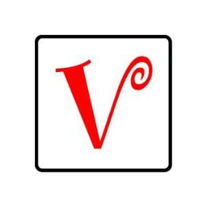  Letter Initial V   Red Black   Window Bumper Laptop Sticker 