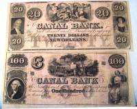   Notes $20 & $100 Civil War 18xx New Orleans Canal Bank P1 142  