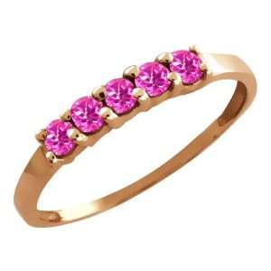  0.40 Ct Round Pink Sapphire 18k Rose Gold Ring Jewelry
