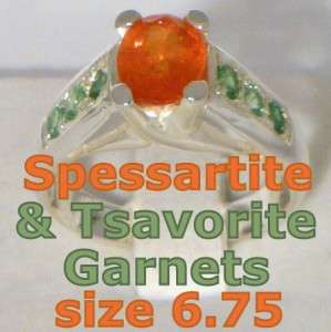   Tsavorite Garnet Handmade Sterling Silver Ladies Ring size 6.75  