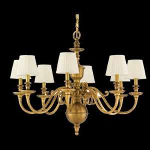     Eight Light Chandelier, Old Bronze Finish with Off White Faux Silk