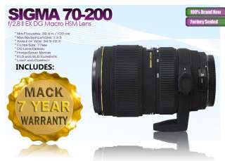 Sigma 70 200 mm f/2.8 II EX DG APO HSM AF Lens f/ Canon  