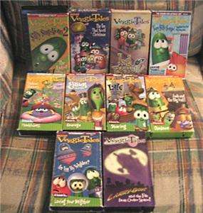 Lot of 10 VEGGIE TALES Christian Kids VHS Tapes  