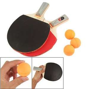   Red Black Rubber Covered Ping Pong Racket Bat Ball