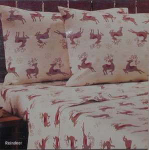 Flannel Twin Sheet Set~Christmas Reindeer~Winter~Holiday~Santas Deer 