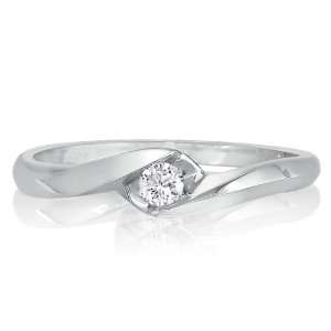  Sterling Silver Diamond Solitaire Promise ring .07ct tw 