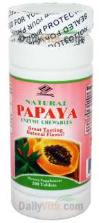 Natural Chewable Papaya Enzyme 200 Tabs   Great Tasting  
