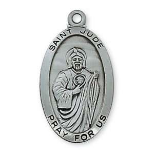 Antique Silver St Jude Comes With 24 Chain In Gift Box Patron Saint 