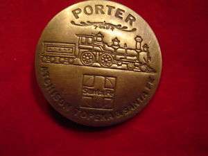 Brass Badge Porter, Atchison Topeka & Santa Fe R.R.  