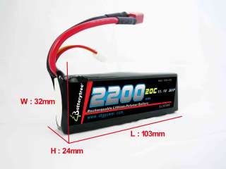 RC Battery 20C 40C 2200mAh 11.1V 3S LiPo High Discharge  
