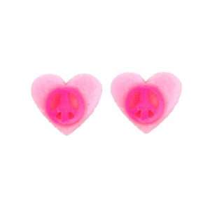  Plastic Fashion Earrings ER HT PK PEACE Pink Heart Pink 