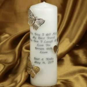 Butterfly Wedding Unity Candle Silver or Gold 