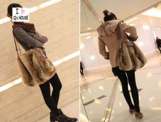 New Pop Celebrity Faux Fur Studs Lady Tote Shopper Shoulder Handbags 