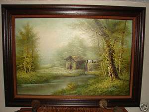 Vtg CANTRELL Oil On Canvas Spring House Creek Painting  