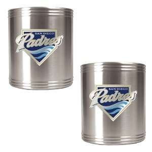 San Diego Padres MLB 2pc Stainless Steel Can Holder Set  Primary Logo