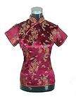 New Spring Chinese Womens Burgundy Silk Satin Shirt Top Dragon Phenix 