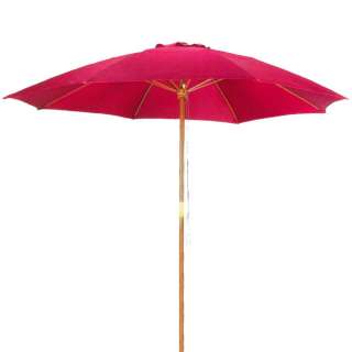 Bright Red Patio Umbrella   Outdoor Wooden Market Umbrella  