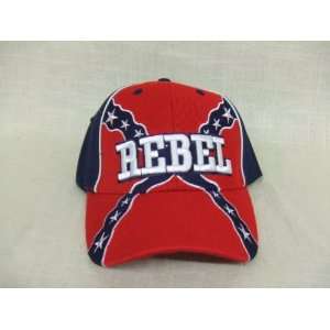   Hat Red & Navy Blue Baseball Cap Confederate Flag 