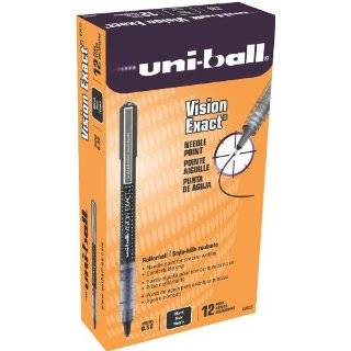 Uni ball Vision Exact Stick Micro Point Roller Ball Pens, Black, 12 