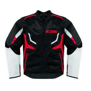  ICON COMPOUND LEATHER / TEXTILE JACKET (LARGE) (RED 