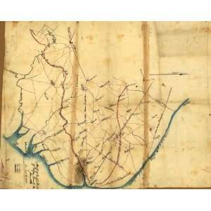  1861 Civil War map Landowners, Virginia, Fairfax