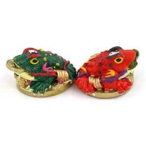 Fabulous Pair Of Two Color Feng Shui Money Frogs 