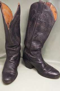 Justin Tall Classic Black Leather 7.5 B Womens Western Boots  