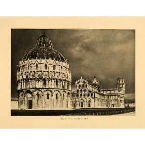 1903 Print Piazza del Duomo Pisa Italy Italia Leaning Tower Miracoli 