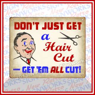 Hair Cut Joke SIGN Barber Shop Scissors Razor Vintage  