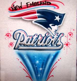 Airbrushed N.E. Patriots Football T Shirt Airbrush Any Team Logo 