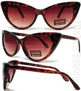   Cat Eye Sunglasses Vintage Style Dark Tortoise Brown P96  