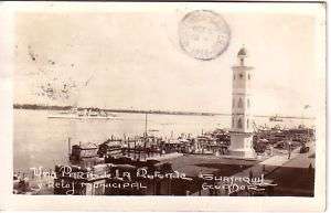 Ecuador   1934 Guayaquil Rotonda y reloj used postcard  