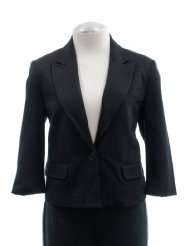 BCBG MaxAzria Black Ponte Knit Cropped Blazer Jacket