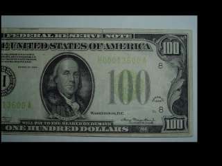   SERIAL NUMBER 1934 SERIES $ 100 DOLLAR FEDERAL RESERVE NOTE CURRENCY