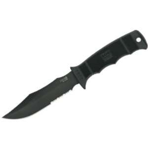 Knives 99150 Black TiNi Part Serrated Seal Pup Elite Fixed Blade Knife 