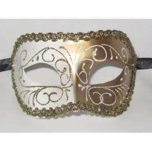  White Glitter Colombina Lillo Venetian Masquerade Mask 